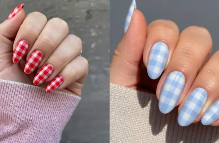 plaid nails